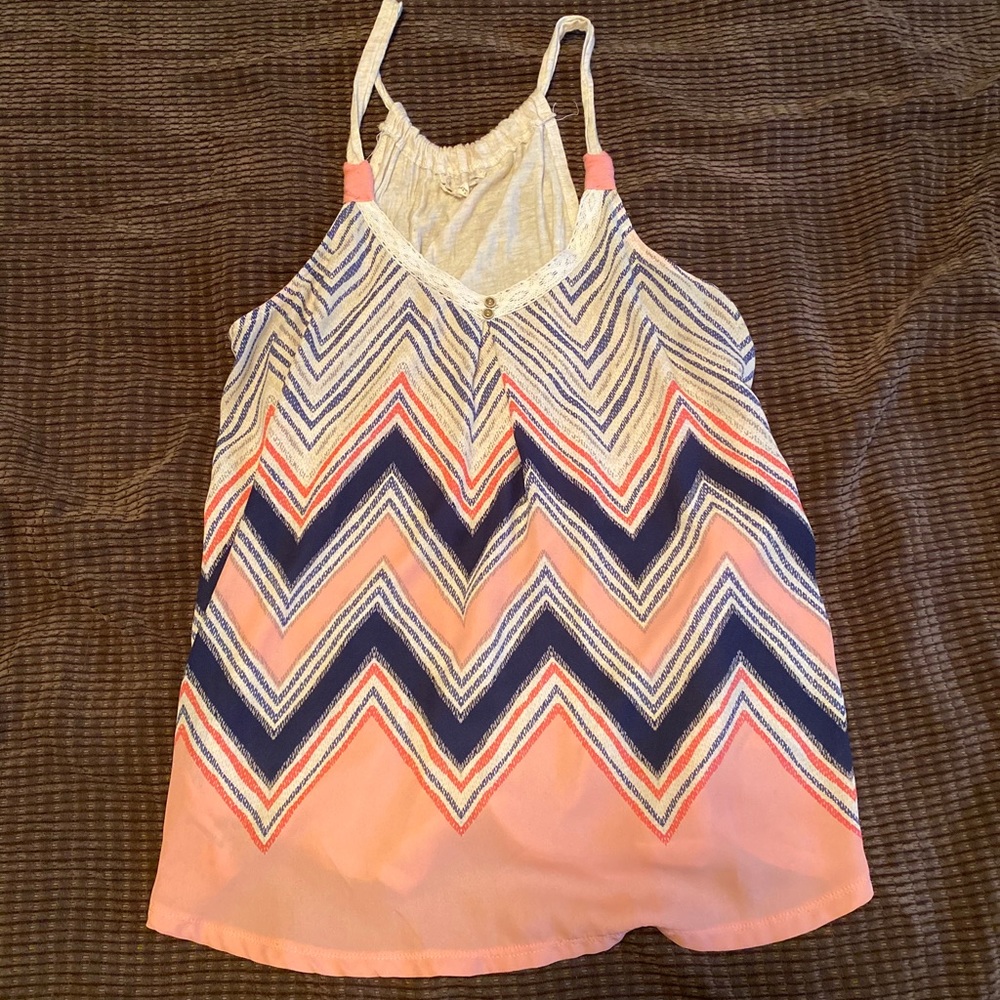 L low cut pink and blue tank